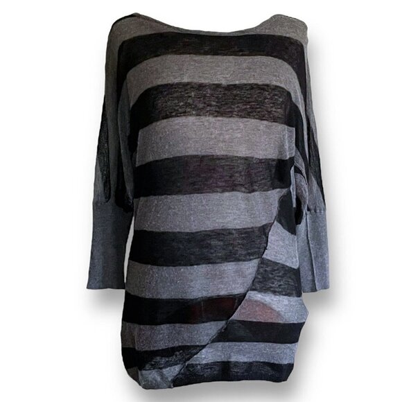 Vince Womens Sweater XS Gray Black Stripe Slouchy Thin Knit Silk Alpaca Wool - Picture 5 of 7